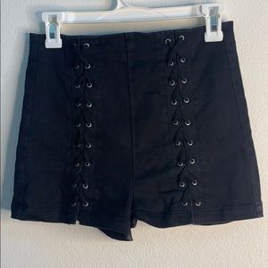 High waisted black shorts